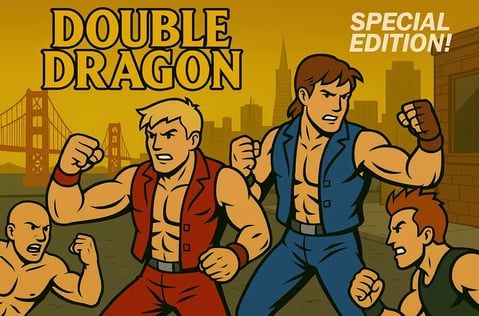 a cartoon style of a double dragon billy and jymmy