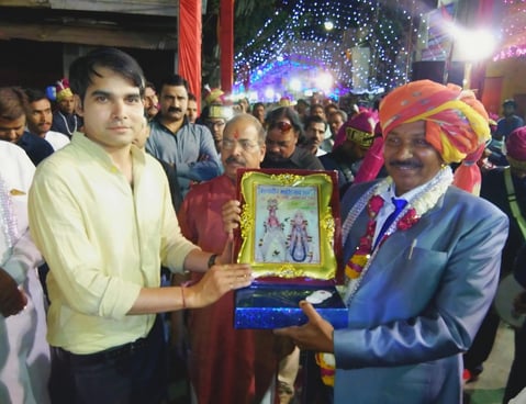 Manohar Brass Band receiving the first position award at the Gangaur Festival in Ajmer.