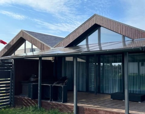 Wooden terrace with wooden terrace rooftop.