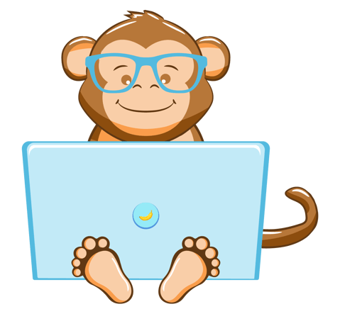Creative monkey using a laptop.
