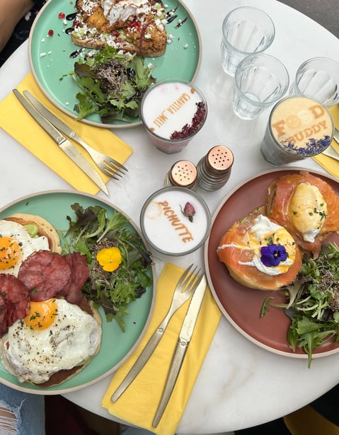 a table with a variety of food items on it