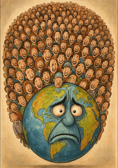 Illustration de la surpopulation pour la journée mondiale de la population.