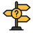 panneau de direction avec un point d'interrogation