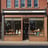 A charming bakery storefront with a brick and pastel blue facade. The lettering on the sign reads 'Main Street Bakery', adorned with small decorative bulbs. The awning is a bright blue, complementing the calm and inviting exterior. Next door, another shop offers fresh goods like bread, cookies, and cakes, as indicated by the signage.