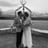 wedding couple kissing, black and white
