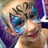 a Purple and Blue Metallic and Sparkly Butterfly Face Painting 