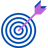 a blue and purple target arrow pointing to a target