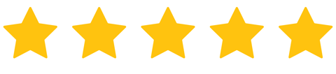 five gold stars highlighting a review