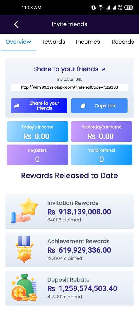 Invite and earn, share with your friends and family and enjoy the free rewards and commision.