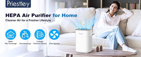 Priestley Air Purifiers for Small Home Bedroom Dorm Office Desktop