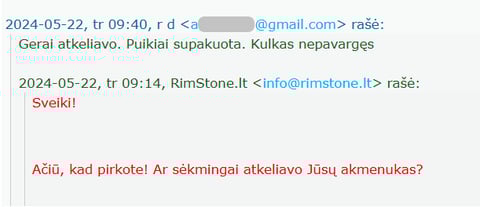 Atsiliepimas apie nusipirktą akmenį