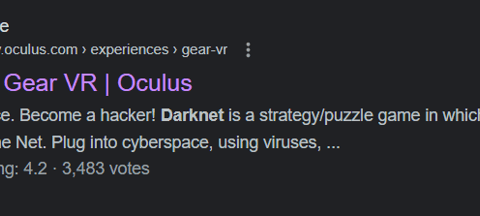 Google search for Darknet Gear VR