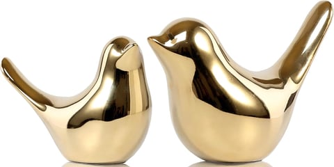 Small Birds Statues Gold Home Decor Modern Style Figurine Decorative Ornaments