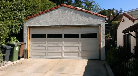 Old ugly garage door in San Anselmo Ca.