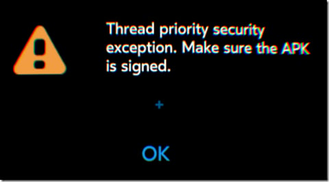 Thread priority security exception error dialog