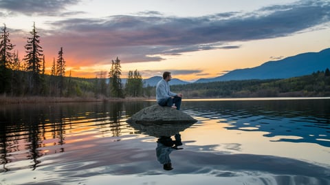 un homme doit trouver l'équilibre dans sa vie pour ne pas tomber à l'eau