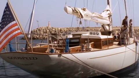 A yacht in Mgarr Harbour.