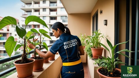 Gardener monitoring plants for signs of stress and making necessary adjustments.