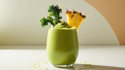 Green Avocado Smoothie with Kale and Pinapple