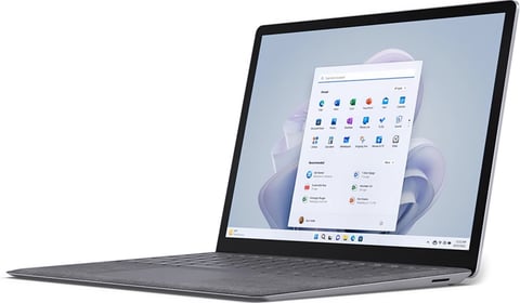 Microsoft Surface Laptop 5 13.5" in an angled view, featuring a sleek design running Windows 11, ideal for productivity use.