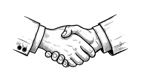 Stretta di mano tra due persone in abiti formali — simbolo di accordo e collaborazione