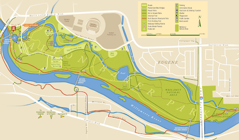 Eugene - Alton Baker Park map of trails & features