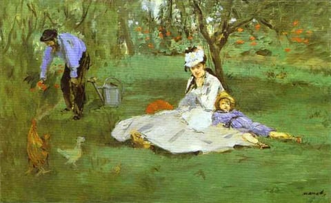 a painting of a woman and two children