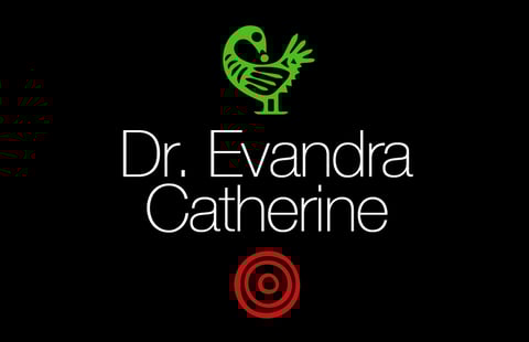 logo with Dr Evandr Catherine and adinkra symbols