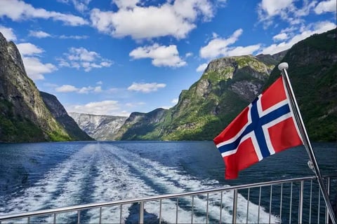 Boat on fjord Norway