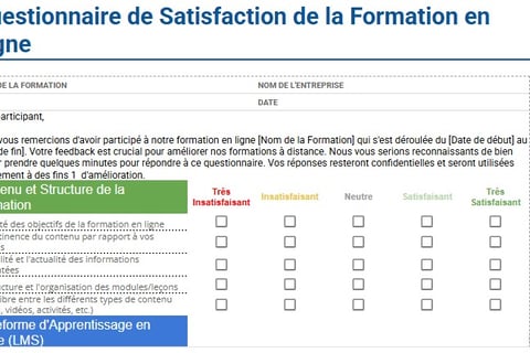 questionnaire de satisfaction formation en ligne