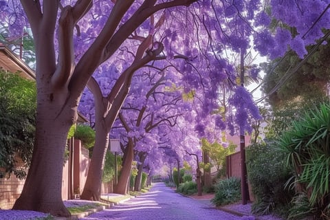 jacaranda tree blooming purple serene tranquil