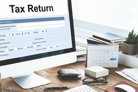 accountant working on tax return