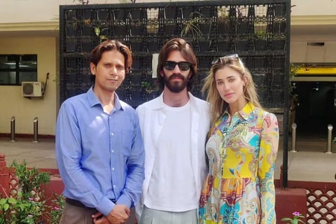 With Mr. Leonardo Maria Del Vecchio, Ray-Ban President and Jessica Serfaty, American actress alongside