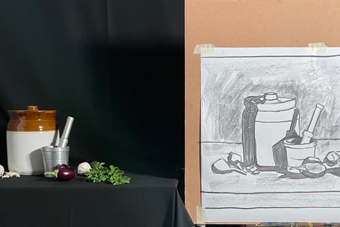 Preparatory drawing for still life