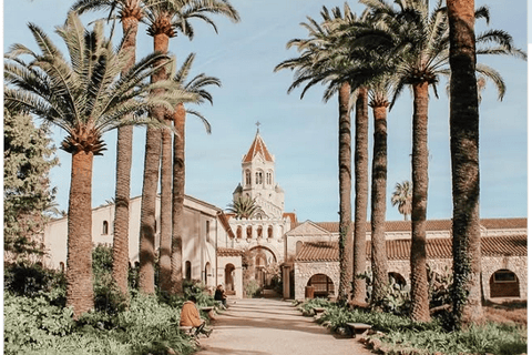 Monastery and church with palm trees Lerins Islands Cannes