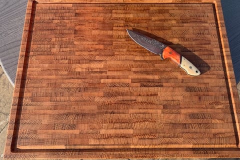 Large bourbon barrel end grain cutting board