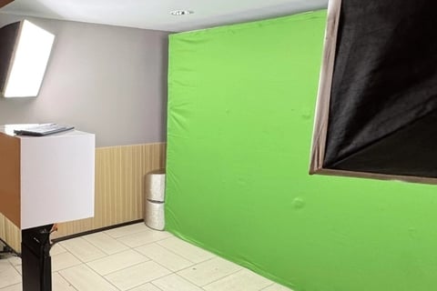 a green screen tv screen in a room