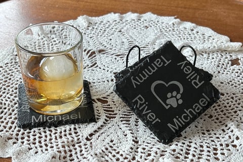 Slate engraved coaster set