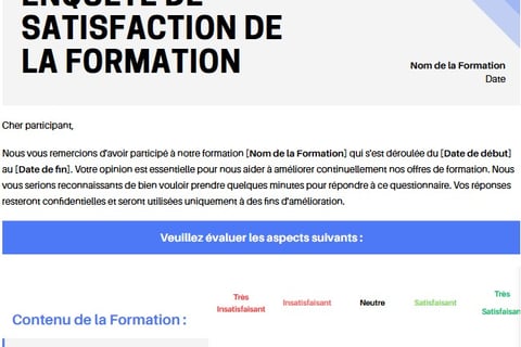 modele enquete de satisfaction formation a froid
