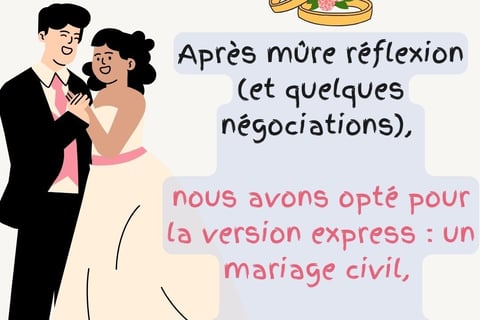 faire-part de mariage civil humoristique et comique