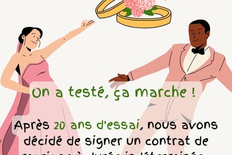 faire-part de mariage humour apres 20 ans vie commune