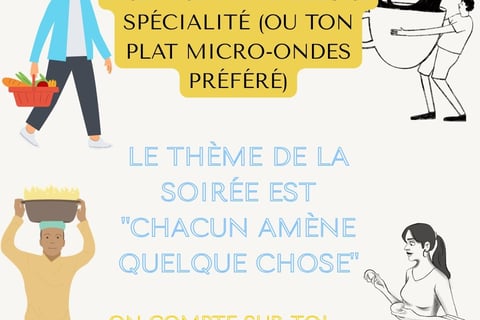 image texte invitation chacun amene quelque chose