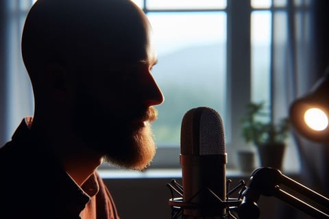 Turkish voice over actor is recording on the microphone