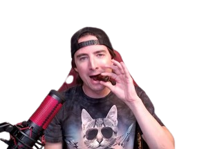 a man with a CIGAR and a baseball CAP ROARING KITTY