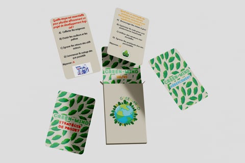 Visuel de la boite et des carte du jeu green mind