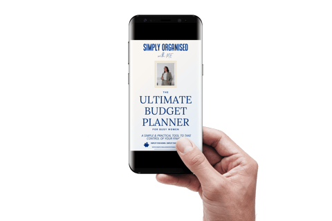 mock up on mobile phone of the ultimate budget planner