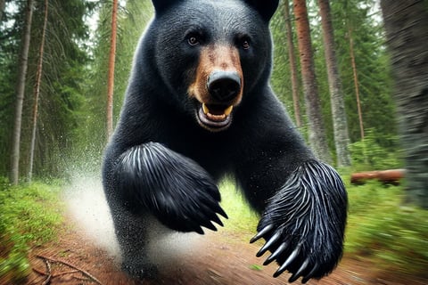 black bear charging at person