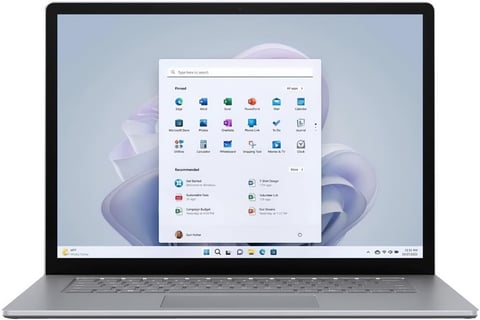 Microsoft Surface Laptop 5 15" in a front-facing view, featuring Windows 11, offering powerful performance.