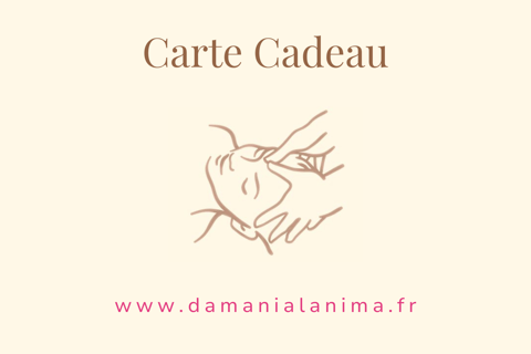 Recto de la carte cadeau bien-être Da Mani à l’Ànima, une invitation à s’offrir un moment pour soi.