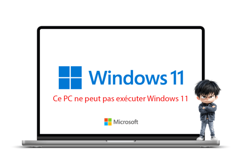 On voit un ordinateur portable qui ne peut pas faire la mise à jour Windows 11